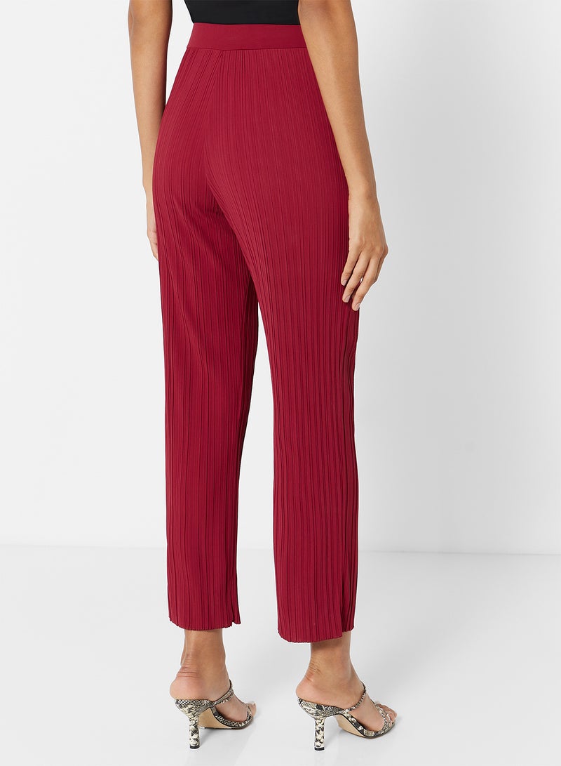 Siberia Pleated Jersey Pants Burgundy