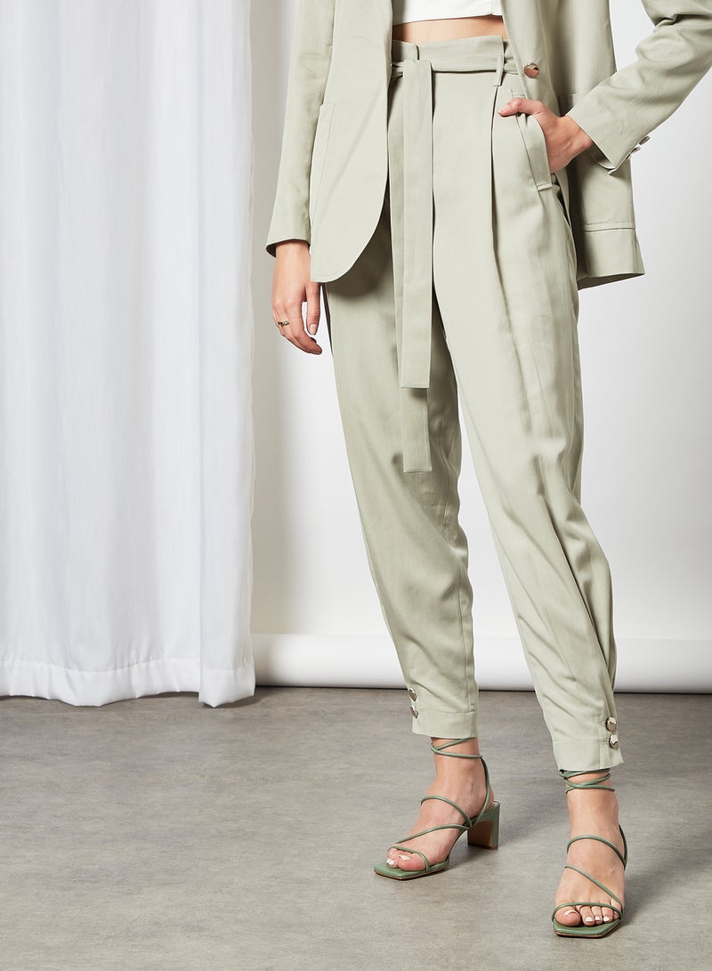 Paperbag Waist Trousers Green