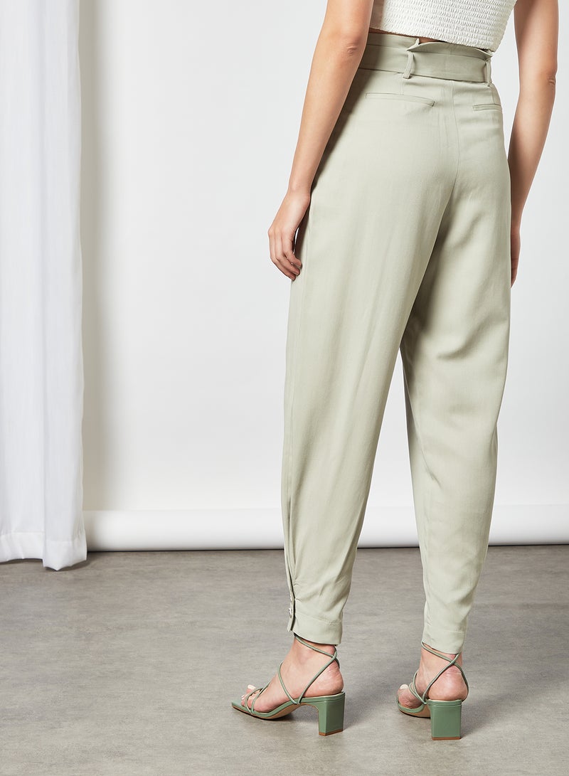 Paperbag Waist Trousers Green