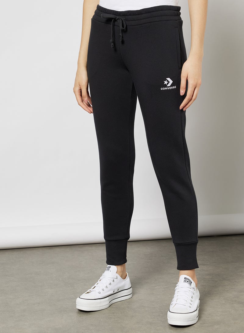 Star Chevron Embroidered Joggers Black