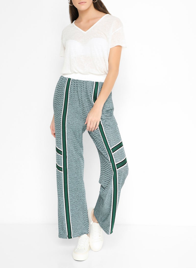 Elasticated Waist Tape Detailed Pants Multicolour