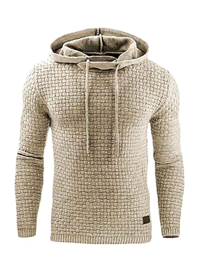 Textured Solid Hoodie Beige