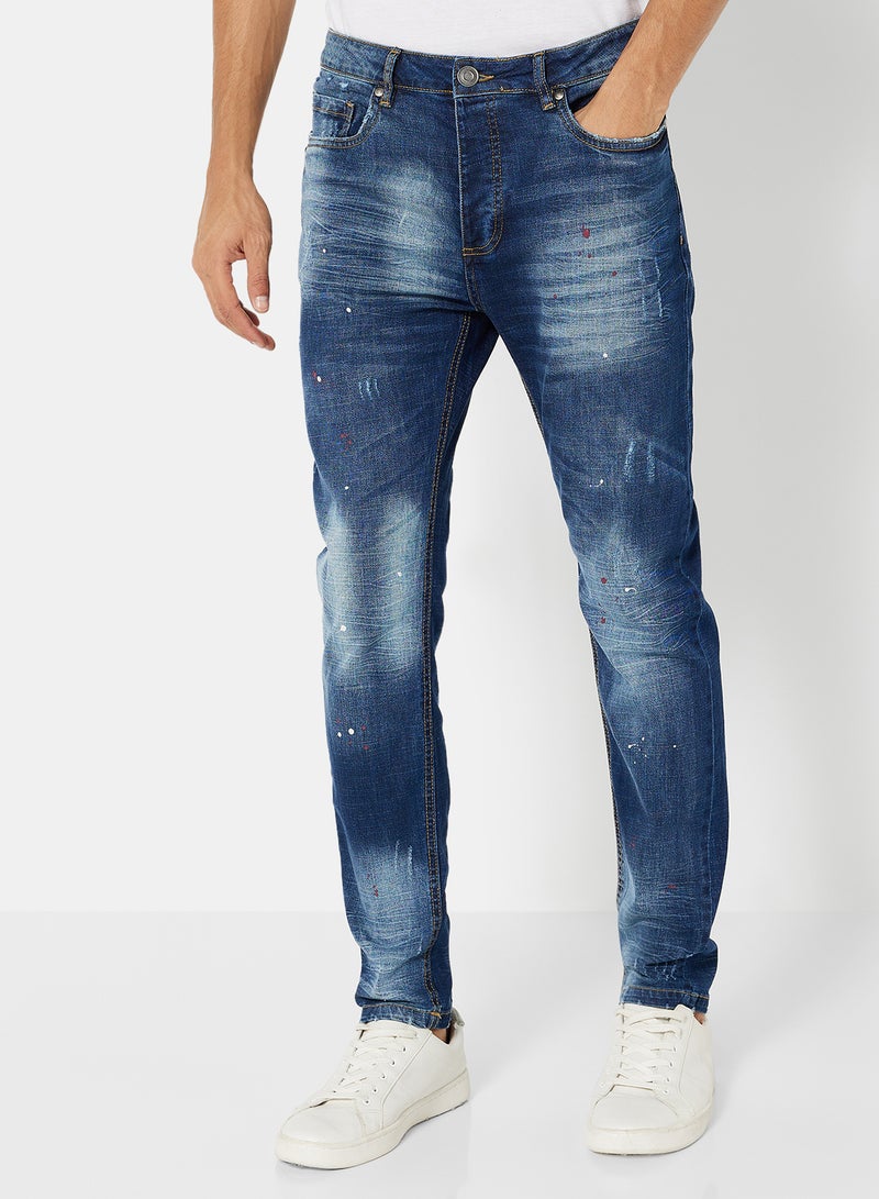 Washed Skinny Jeans Blue Regular Length