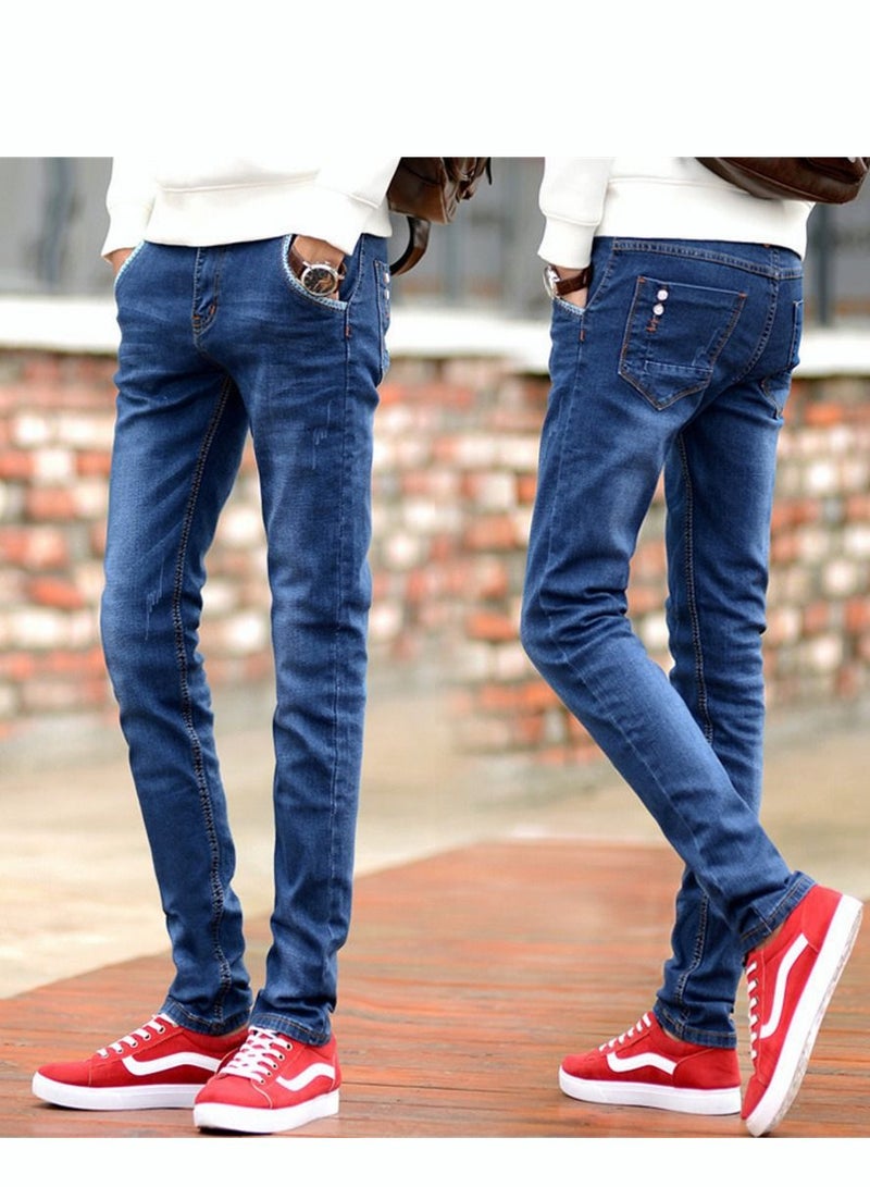 Men's Casual Slim Fit Jeans Straight Leg Skinny Denim Pants Trousers