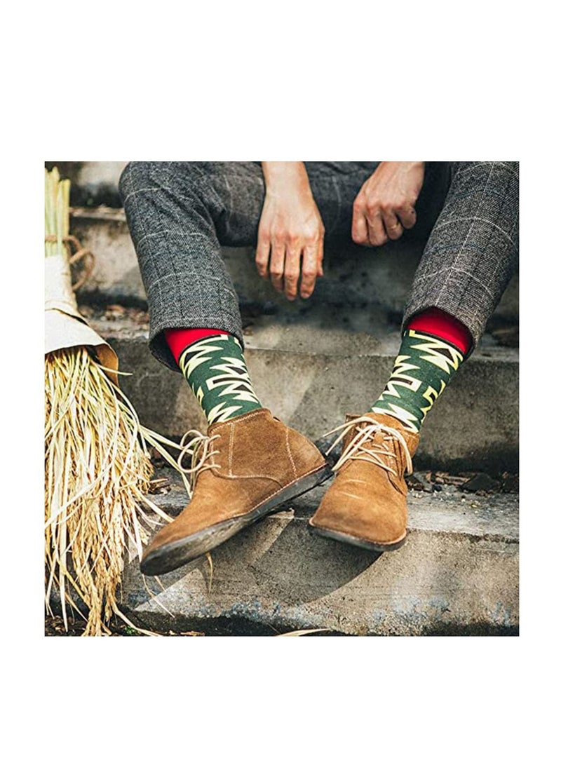 Fun Casual Cotton Socks with Geometric Pattern Printing Men's Fun Dress Socks-Colorful Funny Novelty Dress Crew Socks Pack, Art Socks for Men Women