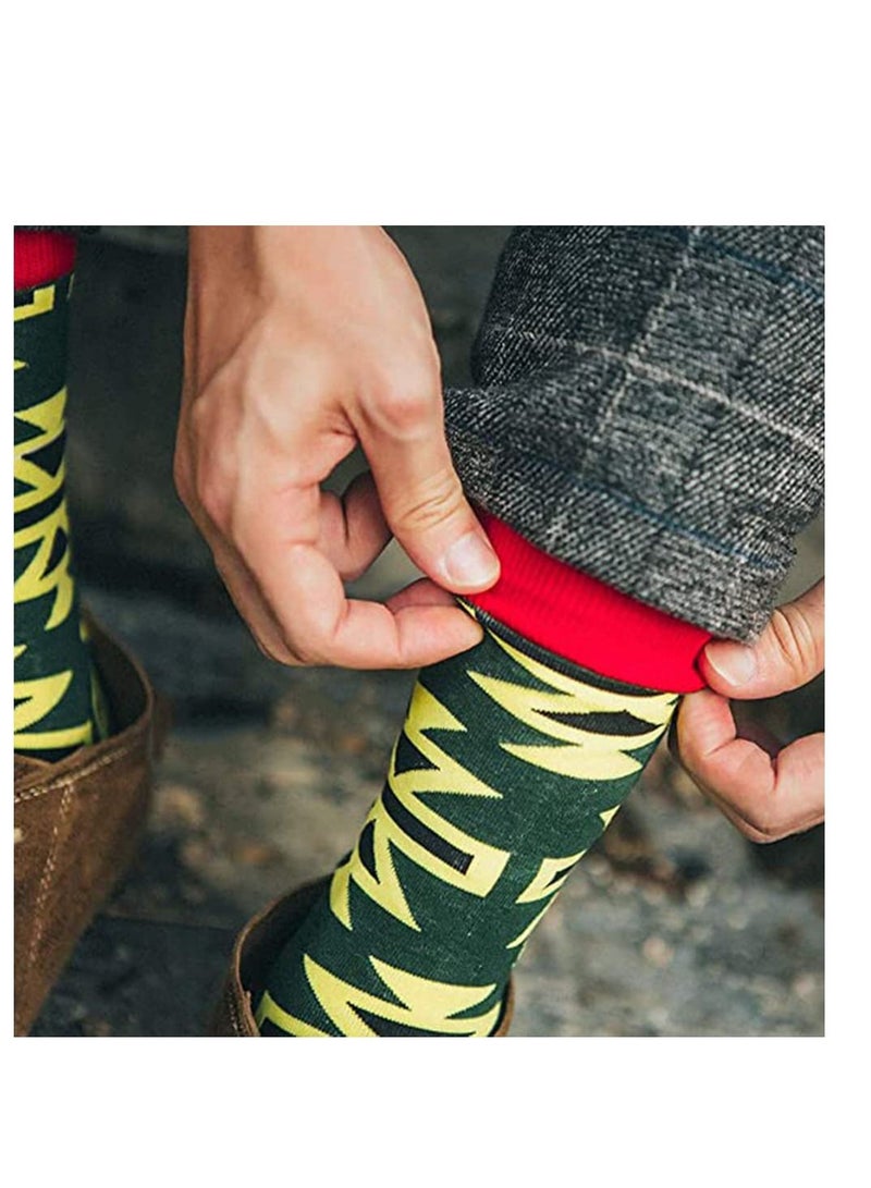 Fun Casual Cotton Socks with Geometric Pattern Printing Men's Fun Dress Socks-Colorful Funny Novelty Dress Crew Socks Pack, Art Socks for Men Women