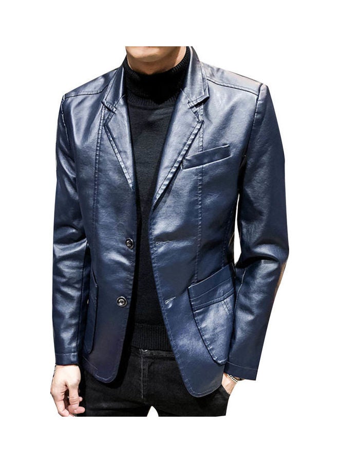 Autumn Winter Lapel Blazer Dark Blue