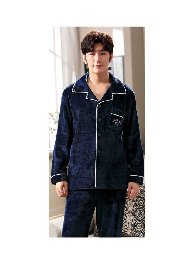 2-Piece Nightwear Pyjama Set Dark Blue