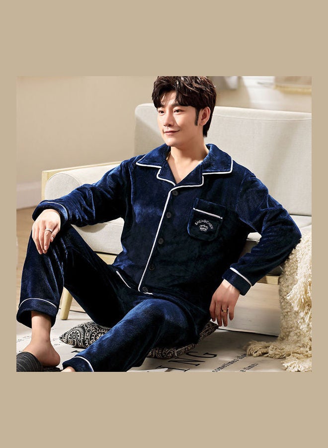 2-Piece Nightwear Pyjama Set Dark Blue