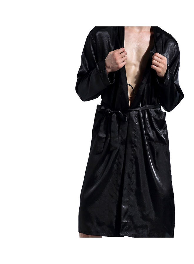 Solid Belted Robe Black