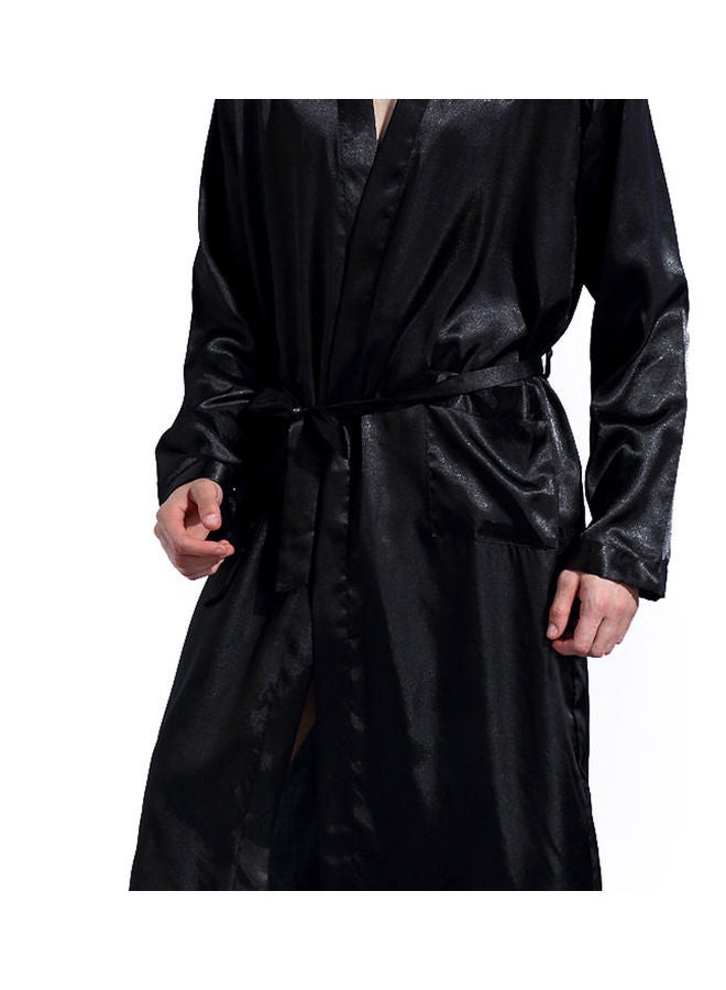 Solid Belted Robe Black