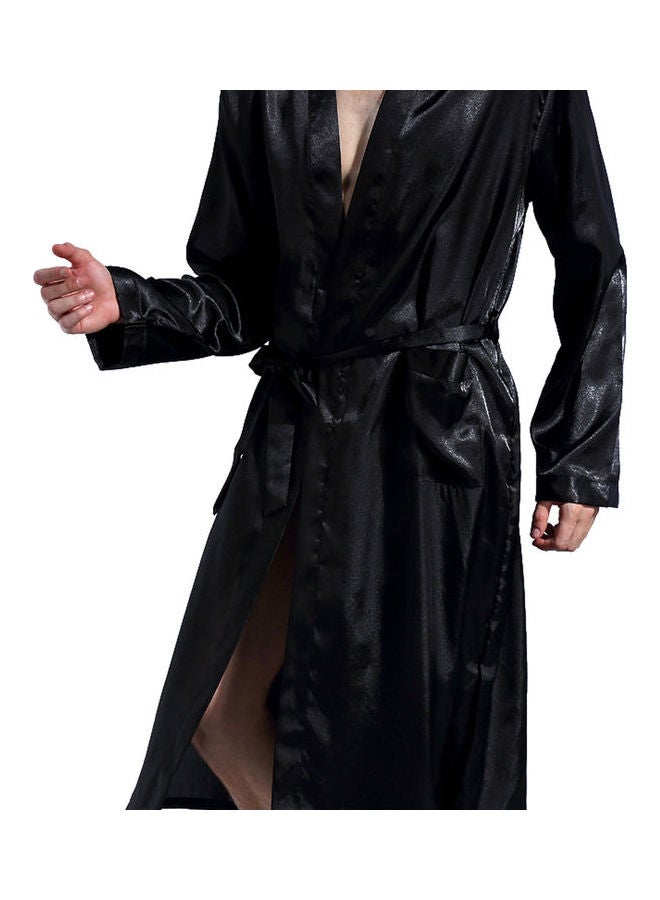 Solid Belted Robe Black