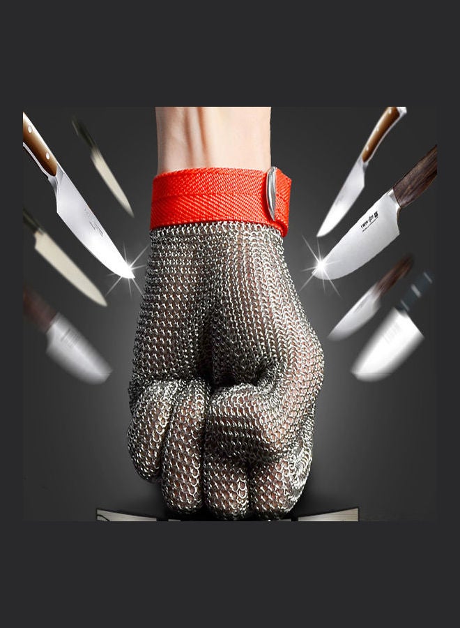 High-Quality 304L Stainless Steel Mesh Knife Cut Resistant Chain Gray/Red