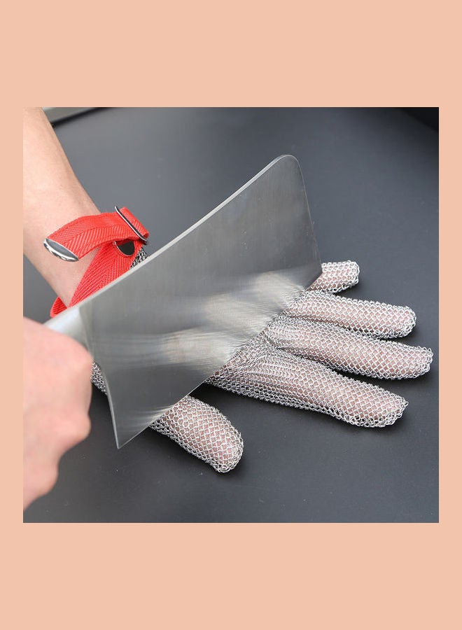 High-Quality 304L Stainless Steel Mesh Knife Cut Resistant Chain Gray/Red