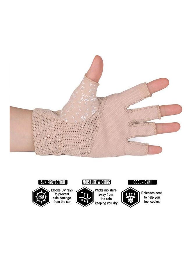 2 Pair Casual Printed Gloves Beige/Grey