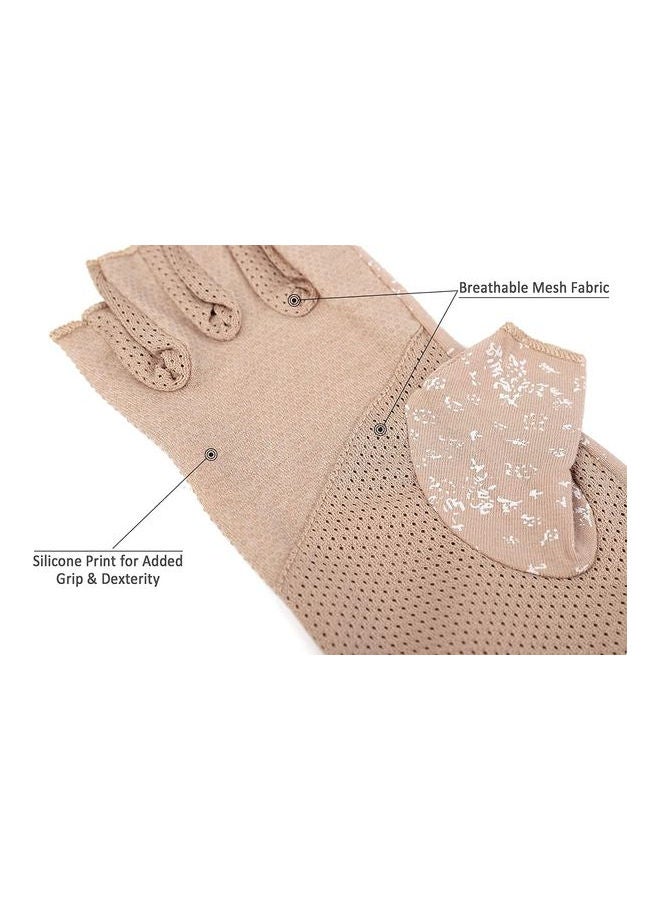 2 Pair Casual Printed Gloves Beige/Grey