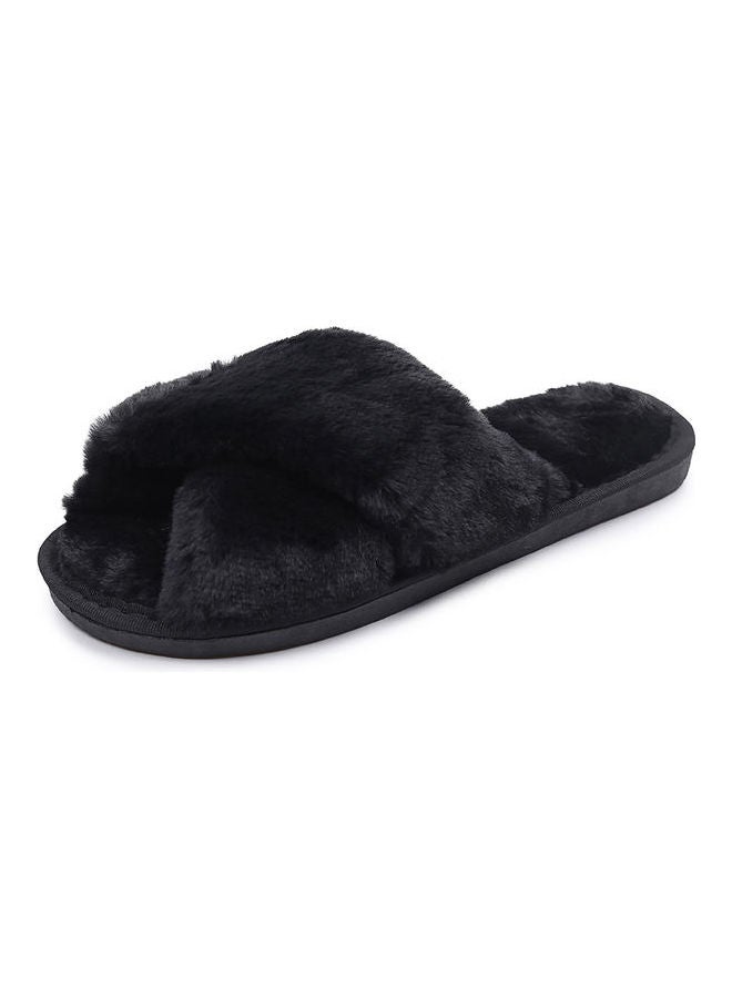 Cross Designed Bedroom Slippers Black