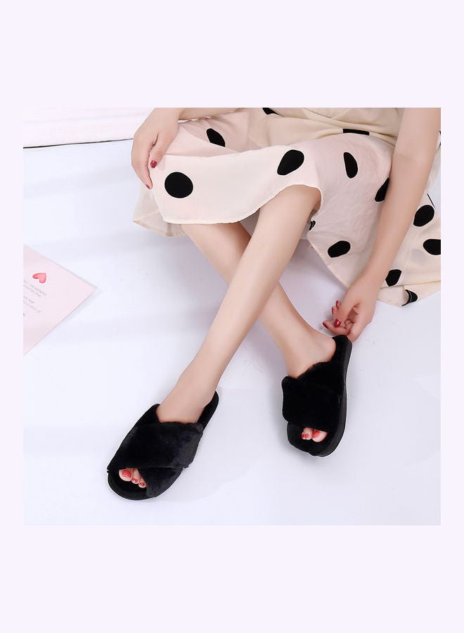 Cross Designed Bedroom Slippers Black