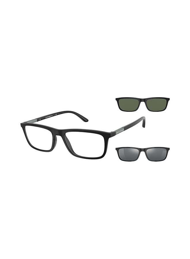 Men's Rectangle Eyeglass Frame With 2 Clips - Lens Size: 55mm