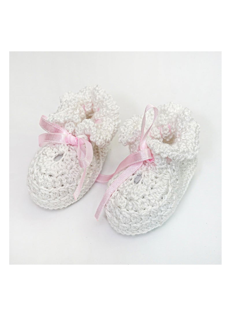 Pikkaboo-Handmade Crochet Baby Booties-White