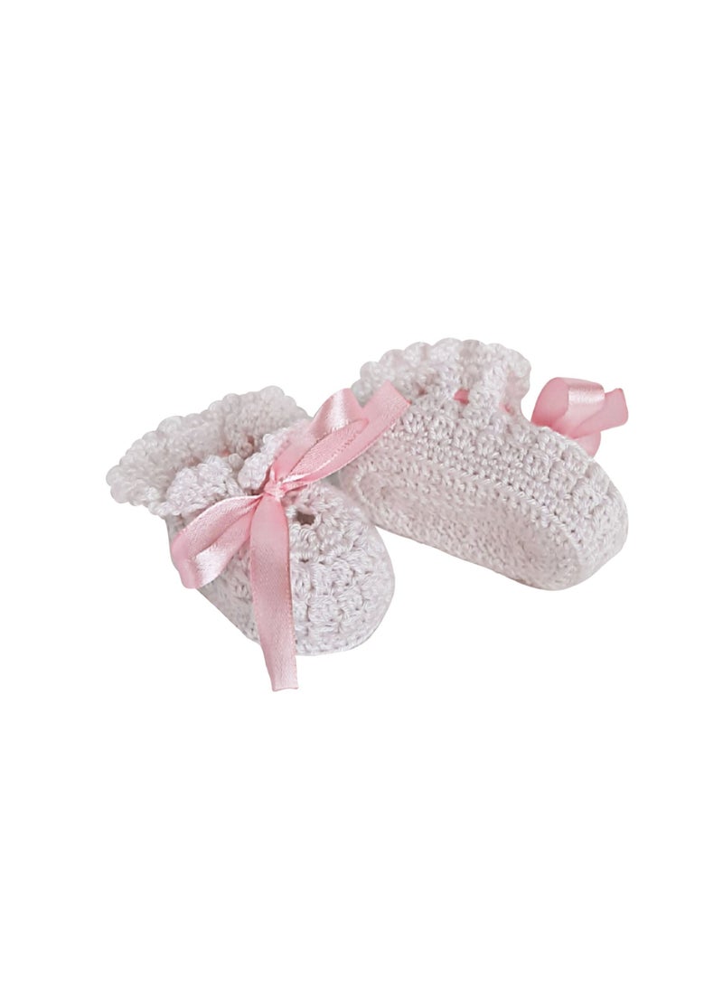 Pikkaboo-Handmade Crochet Baby Booties-White