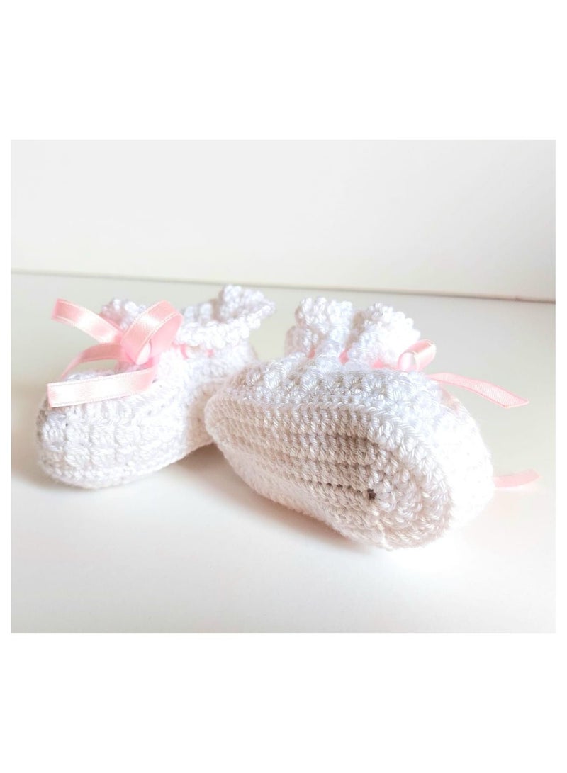 Pikkaboo-Handmade Crochet Baby Booties-White