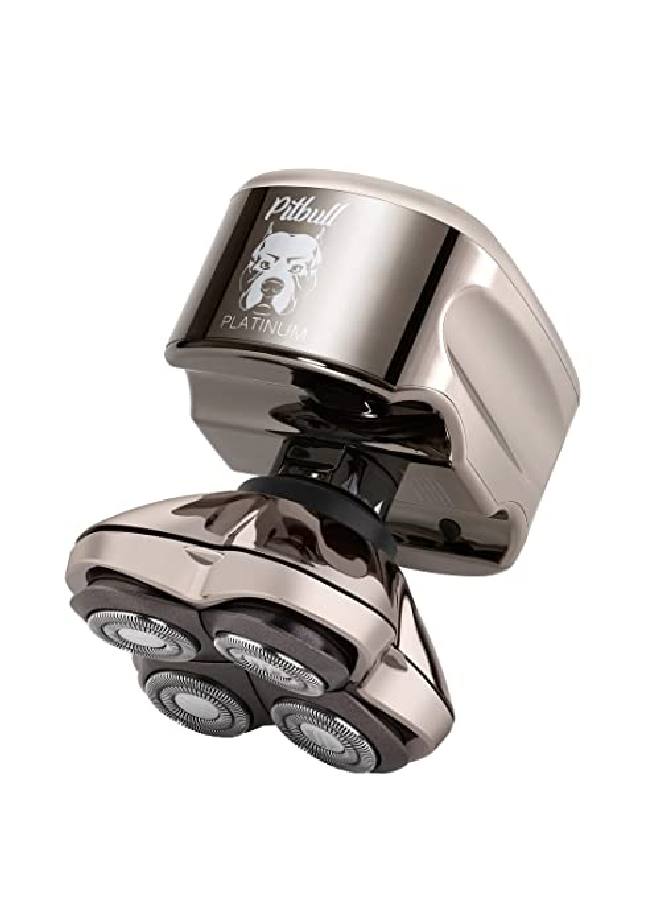 Pitbull Platinum Pro Electric Razor - Wet/Dry 4 Head 4D Cordless Usb Rechargeable Rotary Shaver