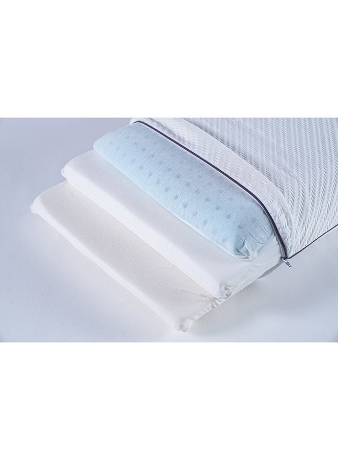 Bounce 3 Layer Memory Foam Gel Pillow | 40x60+14cm | White | Cooling Effect, Neck And Shoulder Support, Contour