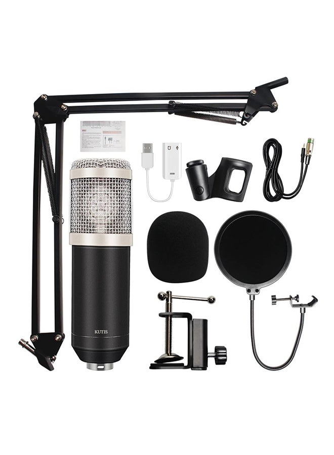 Professional Studio Recording Condenser Microphone Kit V8014 Black/Silver/White