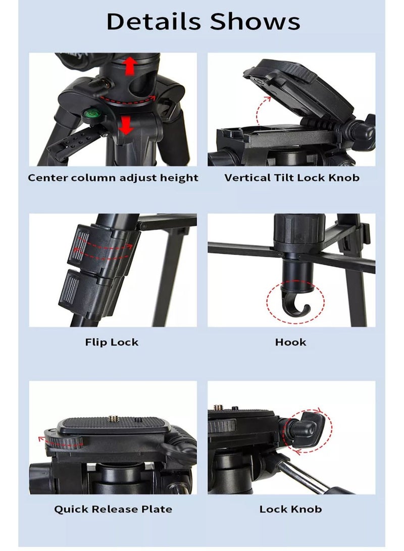 Lightweight Travel Aluminum Stand Professional Camera Tripod Stand Multifunctional Professional Tripod 360° Rotation Tripod Stand Horizontal Rotatable Center Column tripod (KP-2294)