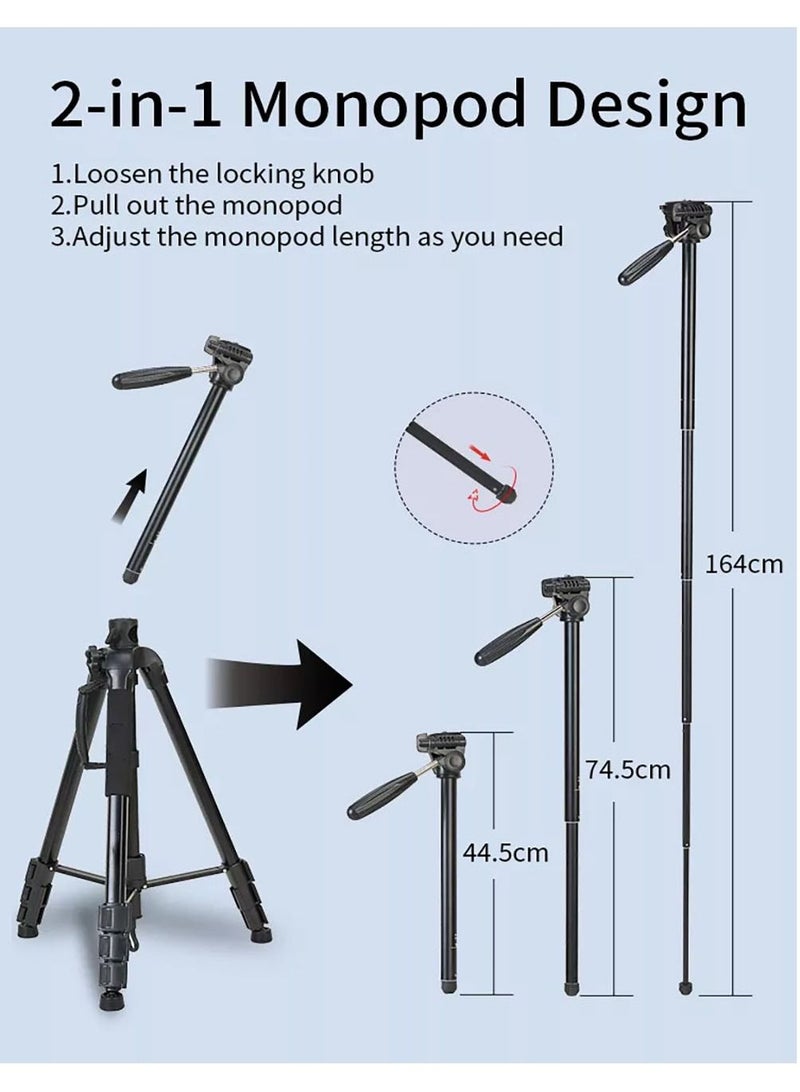 Lightweight Travel Aluminum Stand Professional Camera Tripod Stand Multifunctional Professional Tripod 360° Rotation Tripod Stand Horizontal Rotatable Center Column tripod (KP-2294)