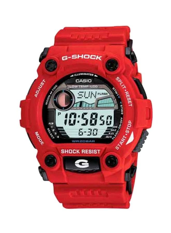 Men's Round Shape Rubber Strap Digital Wrist Watch 49 mm - Red - G-7900A-4DR
