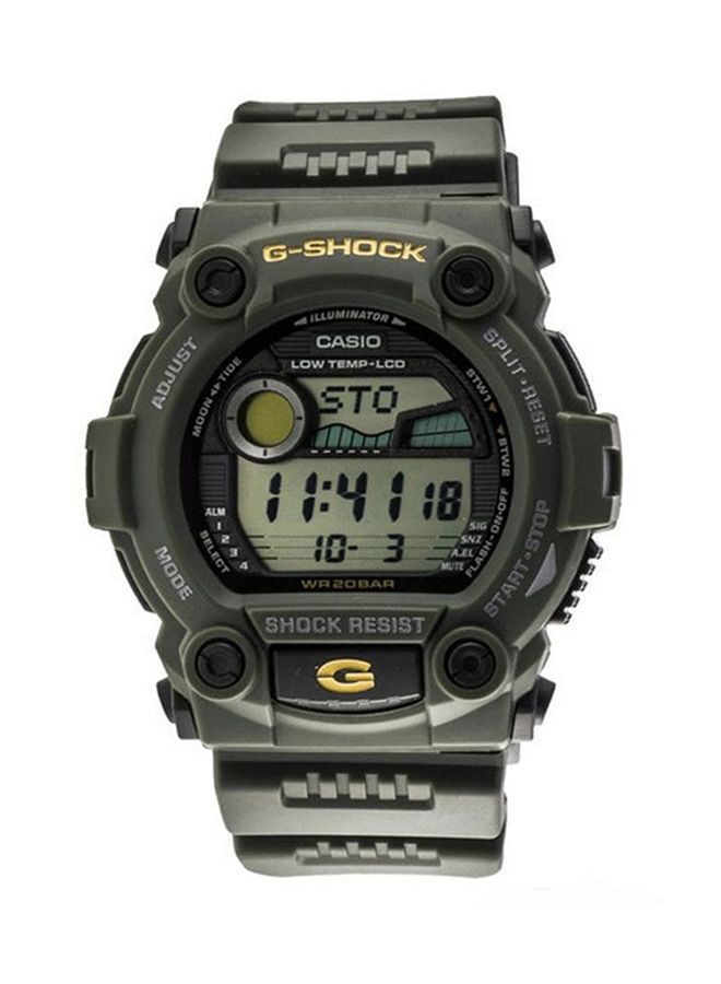 Men's Round Shape Rubber Strap Digital Wrist Watch 49 mm - Green - G-7900-3DR
