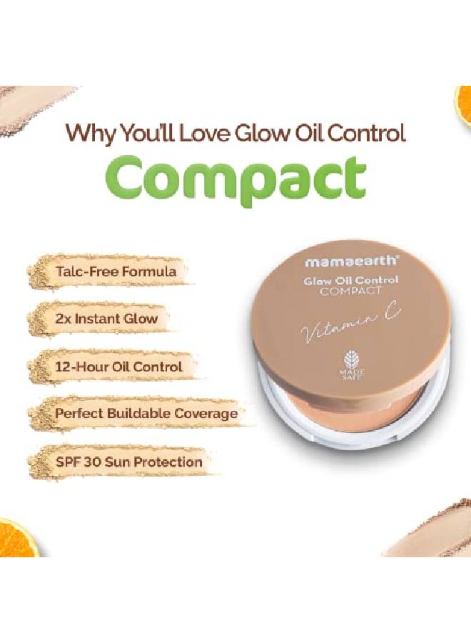 Glow Oil Control Compact Powder Spf 30 With Vitamin C & Turmeric For 2X Instant Glow 9 G (Crème Glow)