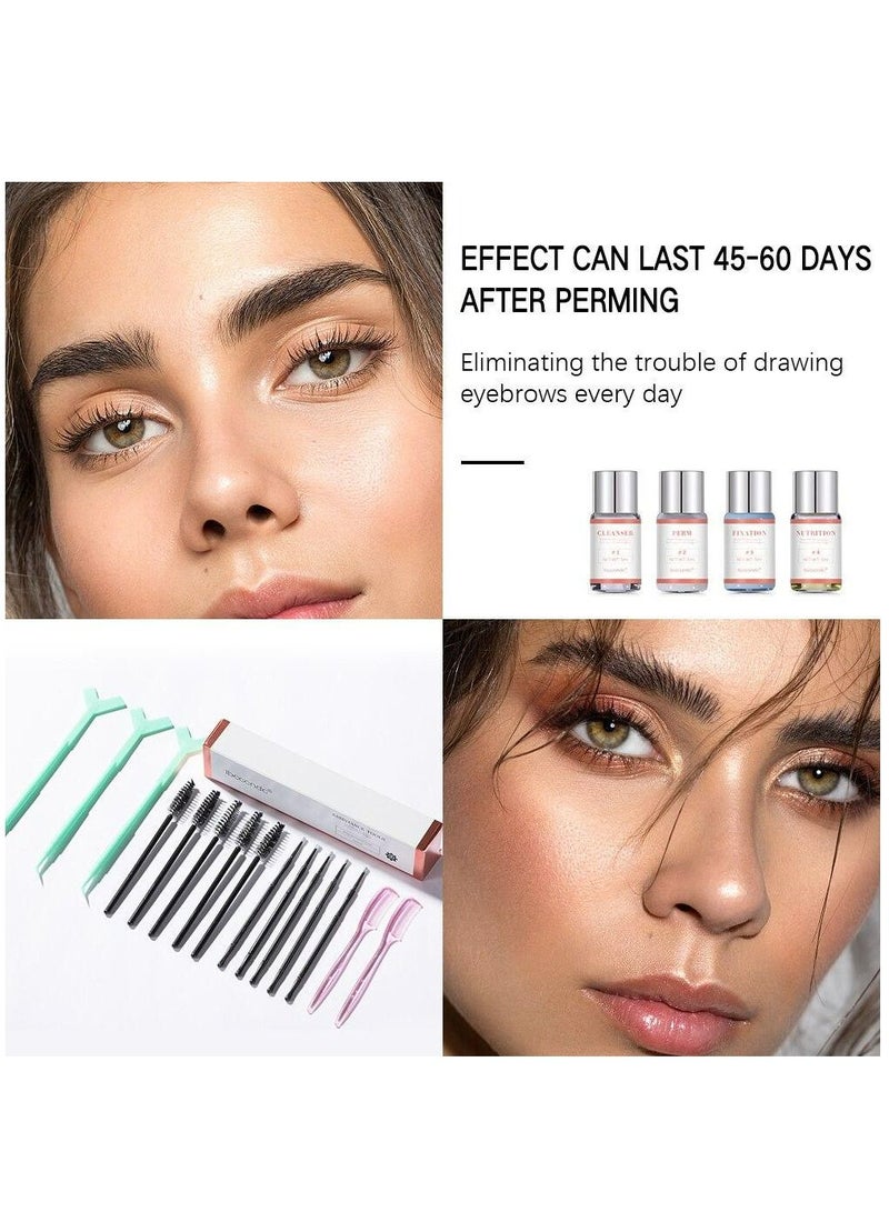 Natural Effect Eyebrow Perm Kit & Long-lasting Semi-Permanent Brow Lamination, Brows Lifting Perming Setting Cream Tools Set Salon Easy To Use