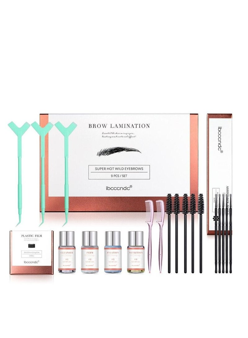 Longlasting and Natural Effect Eyebrow Perm Kit Semi-Permanent Brow Lamination Brows Lifting Perming Lash Lifting Setting Cream Tools Set Salon Home Use