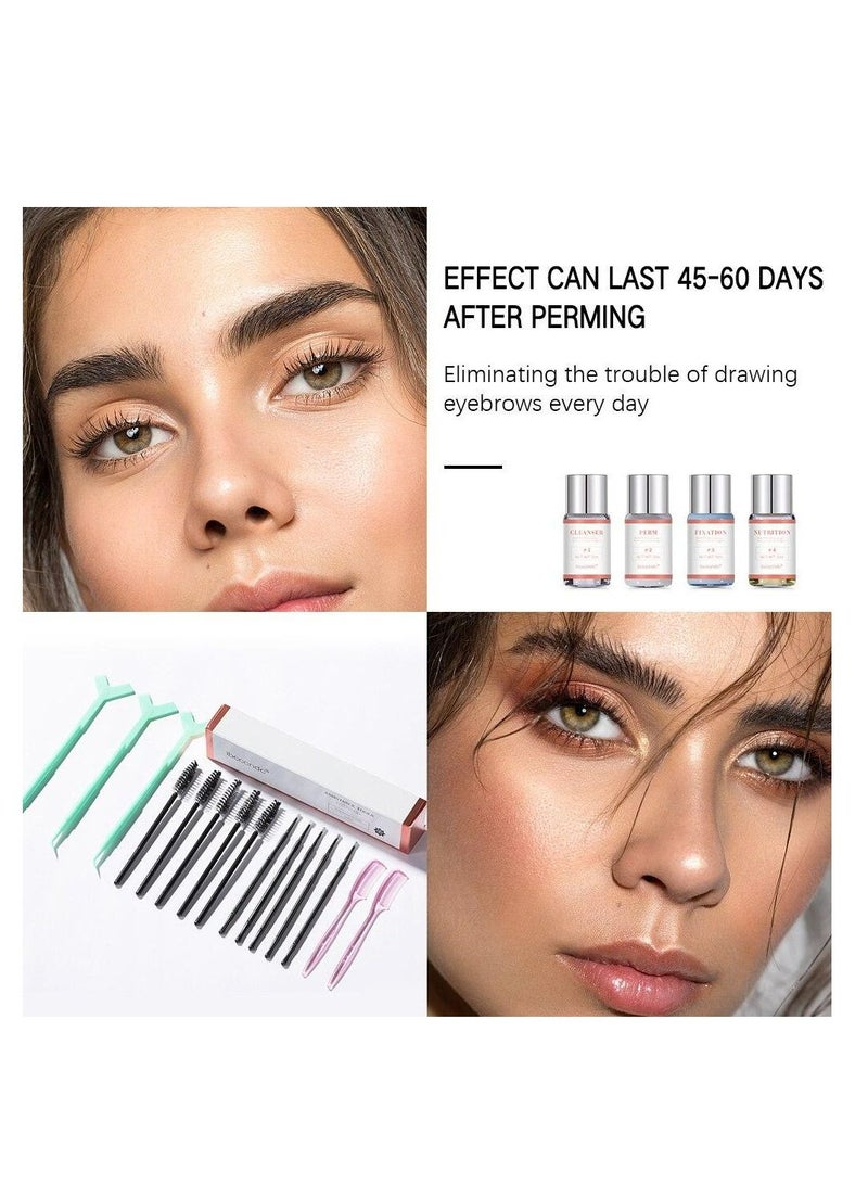 Longlasting and Natural Effect Eyebrow Perm Kit Semi-Permanent Brow Lamination Brows Lifting Perming Lash Lifting Setting Cream Tools Set Salon Home Use