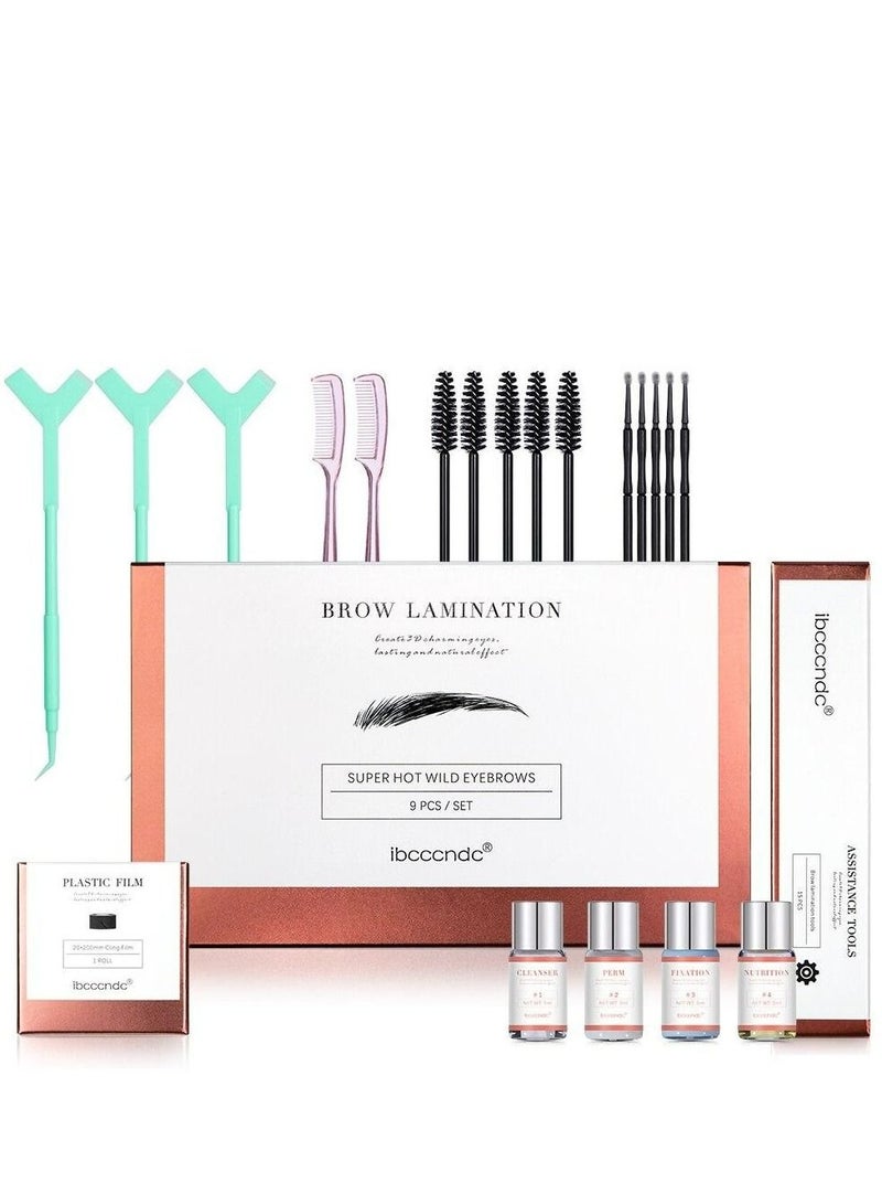 Longlasting and Natural Effect Eyebrow Perm Kit Semi-Permanent Brow Lamination Brows Lifting Perming Lash Lifting Setting Cream Tools Set Salon Home Use