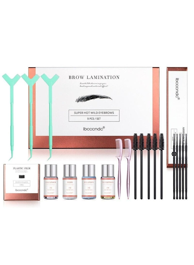 Eyebrow Lamination Kit and Lash Lift Kit Keratin DIY Instant Fuller Eyelash & Brow Lifting Kit Eyebrow Perm - Ideal for Salon & Home, Long Lasting Formula Lasts 8 Weeks