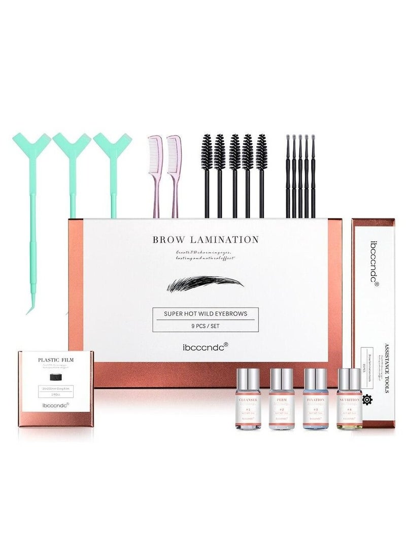 Eyebrow Lamination Kit and Lash Lift Kit Keratin DIY Instant Fuller Eyelash & Brow Lifting Kit Eyebrow Perm - Ideal for Salon & Home, Long Lasting Formula Lasts 8 Weeks