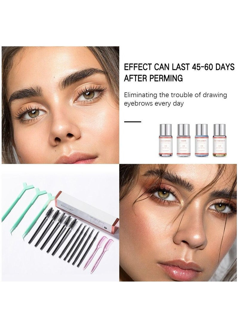 Eyebrow Lamination Kit and Lash Lift Kit Keratin DIY Instant Fuller Eyelash & Brow Lifting Kit Eyebrow Perm - Ideal for Salon & Home, Long Lasting Formula Lasts 8 Weeks