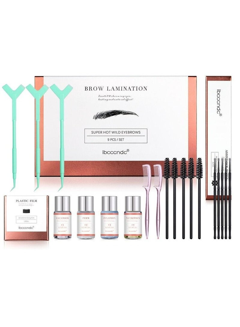 Longlasting and Natural Effect Eyebrow Perm Kit, Repair The Eyebrow Semi-Permanent Brow Lamination Brows Lifting Perming Setting Cream Tools Set Salon Home Easy to Use