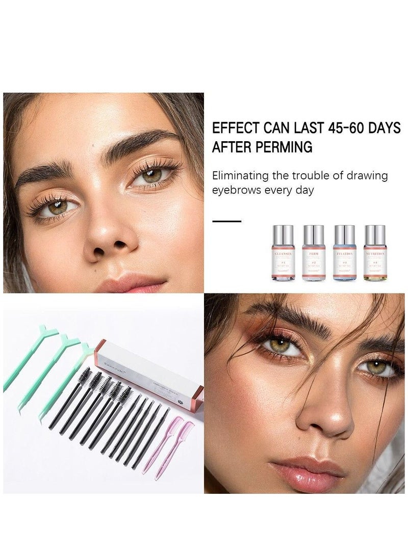 Long lasting and Natural Effect Eyebrow Perm Kit Semi-Permanent Brow Lamination and Lash Lift Kit Brows Lifting Perming Setting Cream Tools Set Salon Home Use