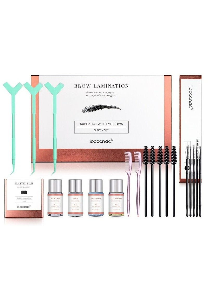 Long lasting and Natural Effect Eyebrow Perm Kit Semi-Permanent Brow Lamination and Lash Lift Kit Brows Lifting Perming Setting Cream Tools Set Salon Home Use