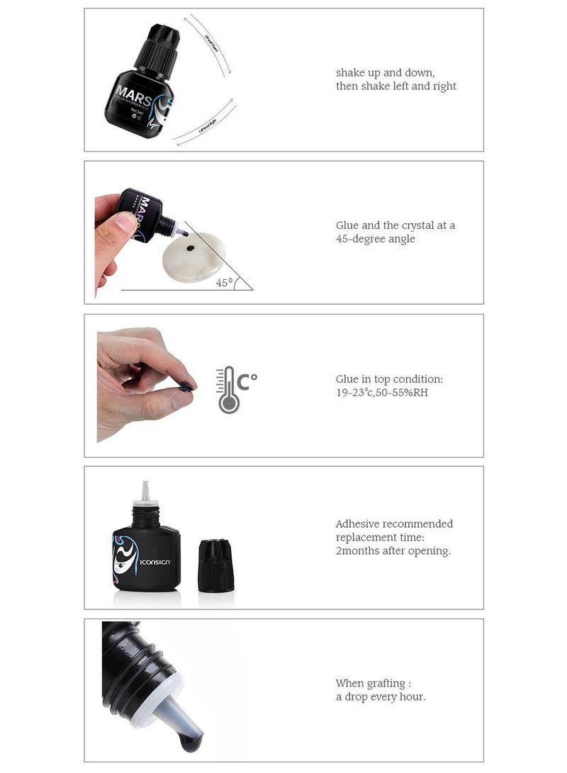 Iconsign black mars eyelash extension glue 3 second dry time 45 days long lasting