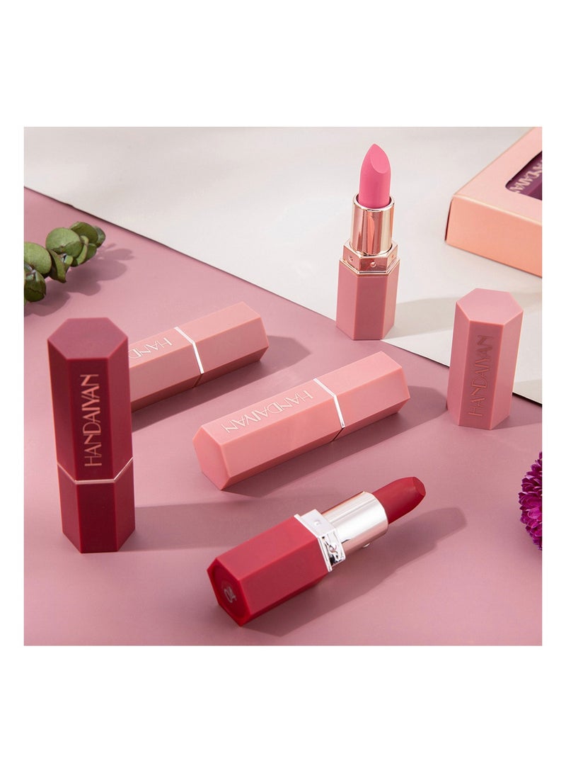 Lipstick Set For Women 6pcs Matte Moisturizing Velvet Long Lasting Waterproof Nude Non-Stick Cup 24 Hours Smudge Proof Permanent Color Stay Hydration Lightweight Texture Easy To Color Makeup Gift