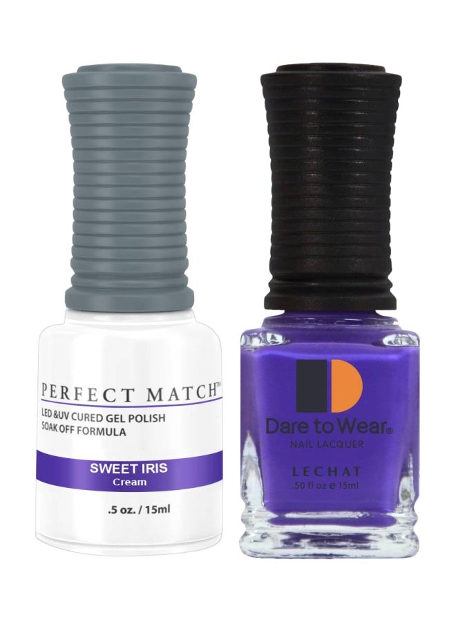 2-Piece Perfect Match UV Gel Polish With Dare To Wear Nail Lacquer Set Sweet Iris/Amythest