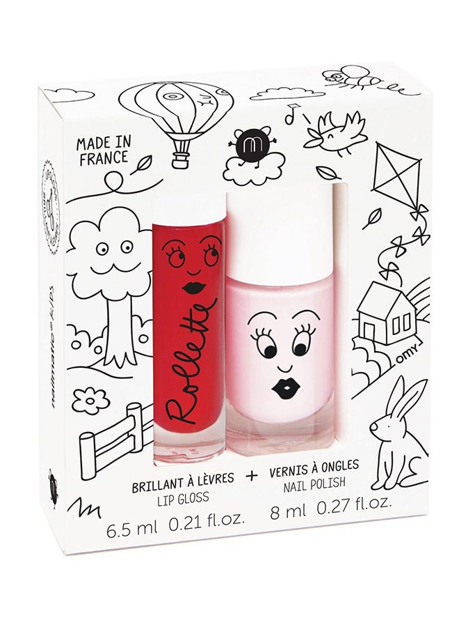 Set Of 2 Kids Cottage Lip Gloss Plus Nail Polish Set Cherry/Bella