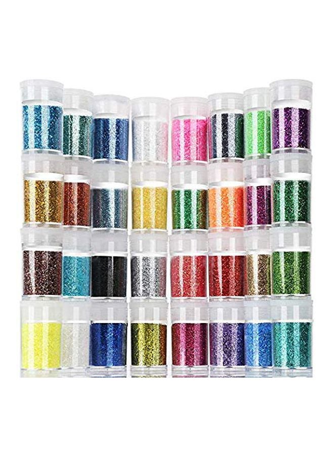 32-Piece Nail Glitter Pink/Red/Yellow