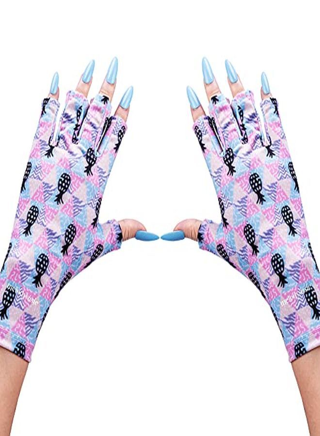 Protection Uv Glove For Nail Lamp Professional Upf50+ Gel Manicure Gloves Nail Art Skin Care Fingerless Anti Uv Sun Glove Protect Hands From Uv Harm(Profusion Of Pineapple)